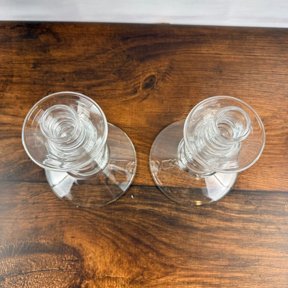Hadeland Glassverk S.B. Severin Brørby Glass Candlesticks Norway Pair